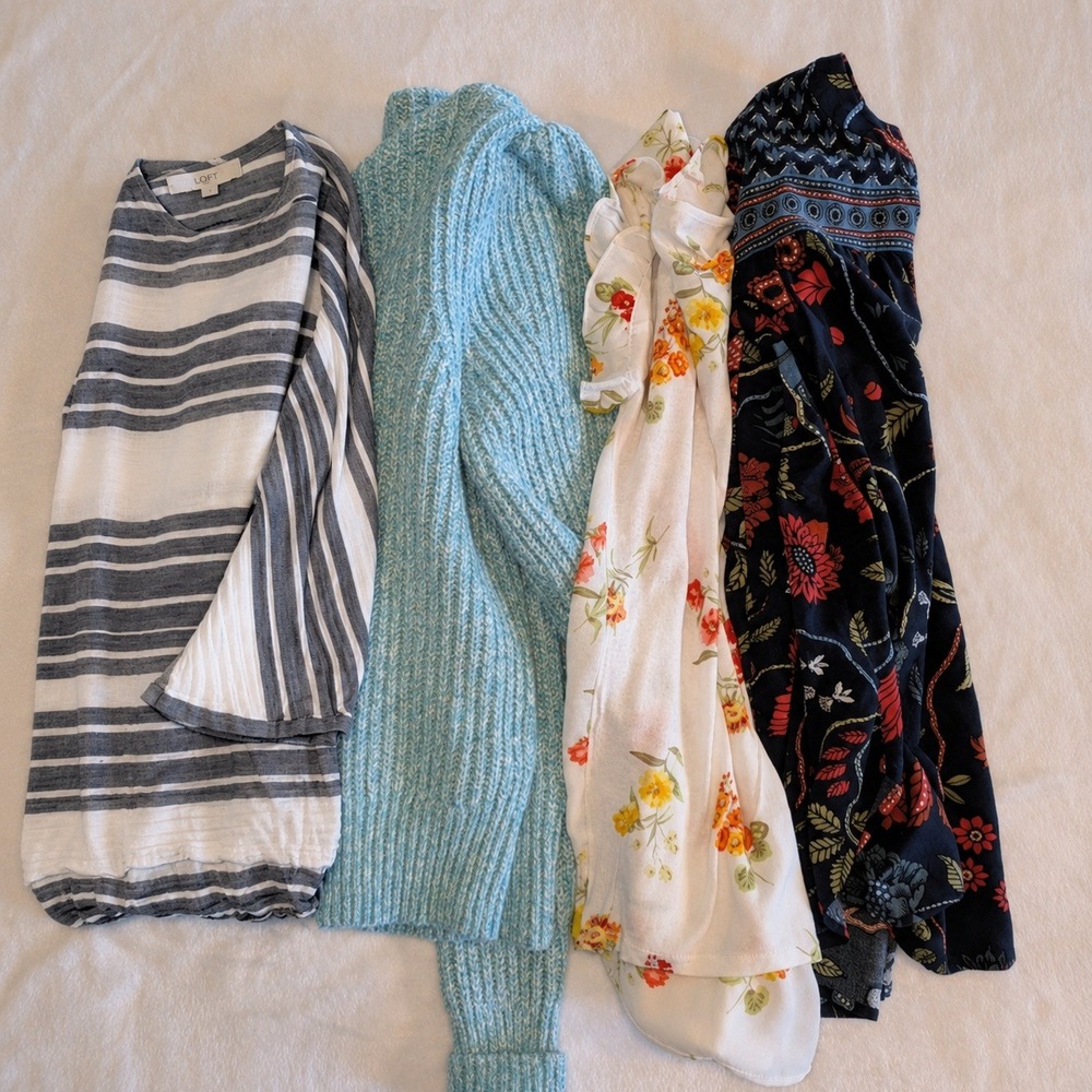 LOFT Tops Bundle oF 4 XS XSP Petite Floral Blouse Knit Sweater Womens Cottagcore